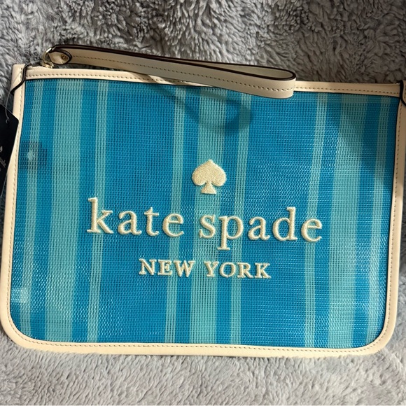kate spade Handbags - Kate Spade Blue Striped Women's wristlet NWT